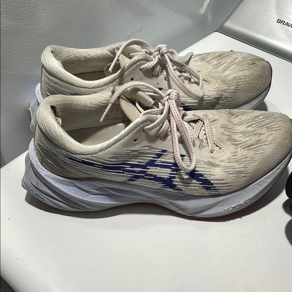 Asics White and Blue Running Shoes